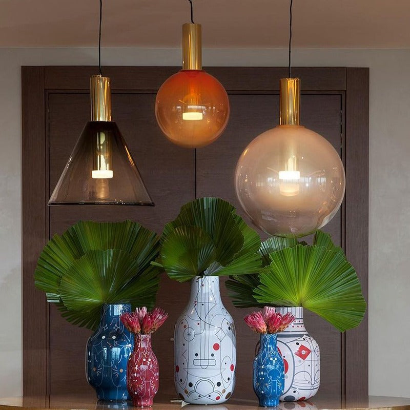 Nordic Geometric Stained Glass Chandelier