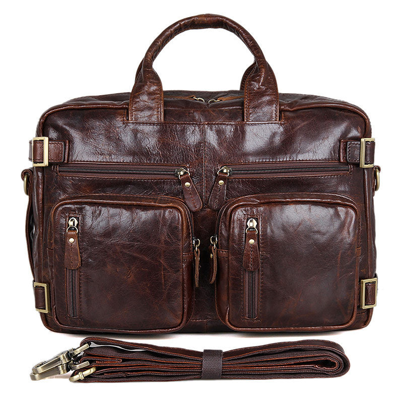 Men's Convertible Leather Handbag Backpack