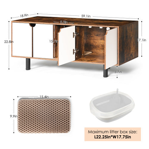 TV Stand Litter Box Cabinet for Two Cats