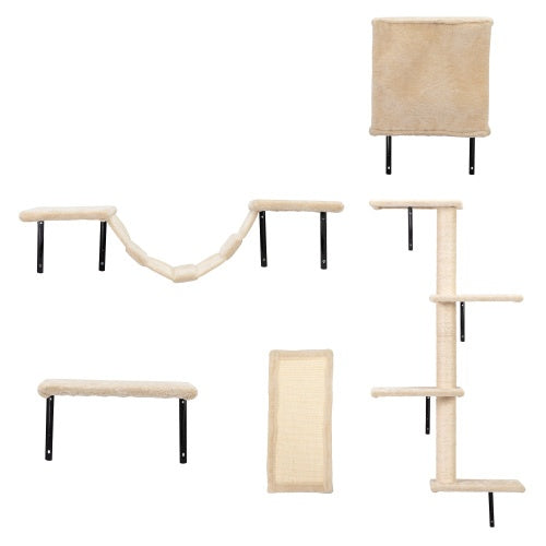Wall-Mounted Cat Tree System, 5-Piece Set