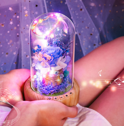 Bluetooth Speaker Night Light with Preserved Flowers