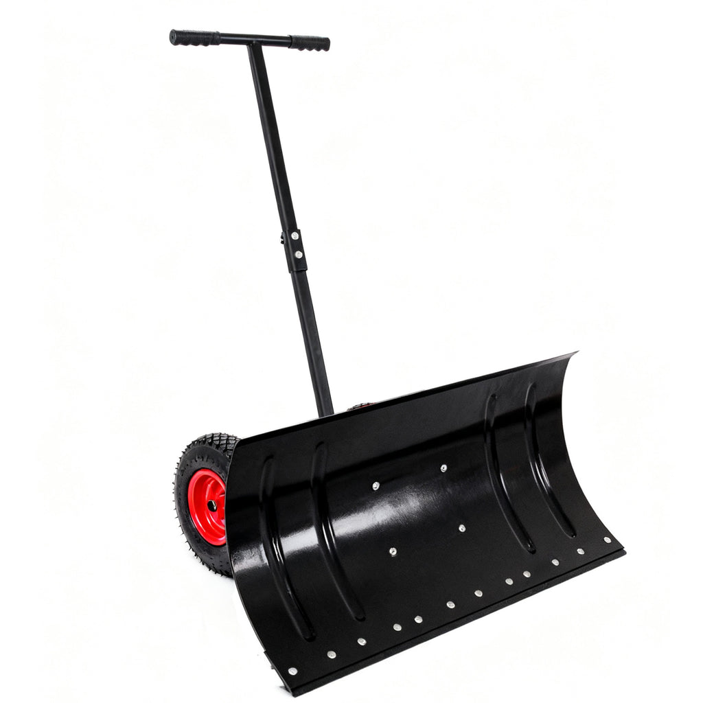 30-Inch Wheeled Snow Pusher with Adjustable Handle