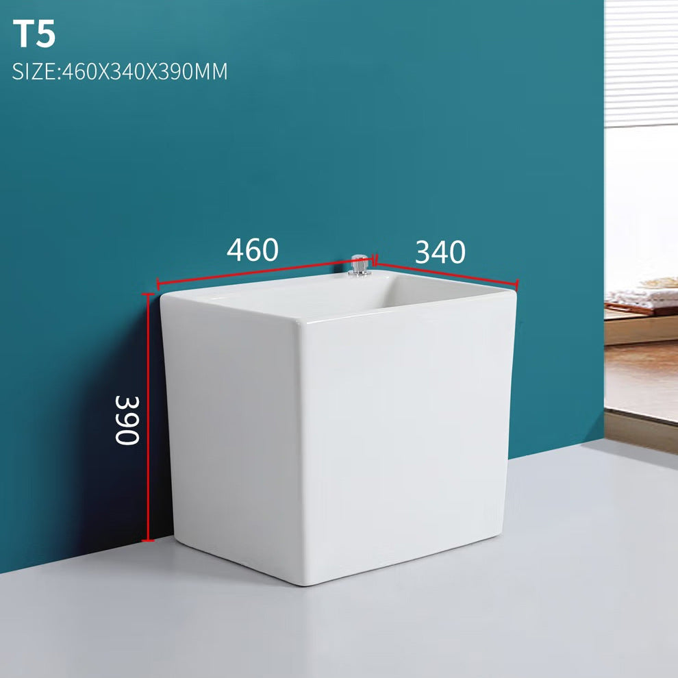 Large Ceramic Mop Sink with Overflow System