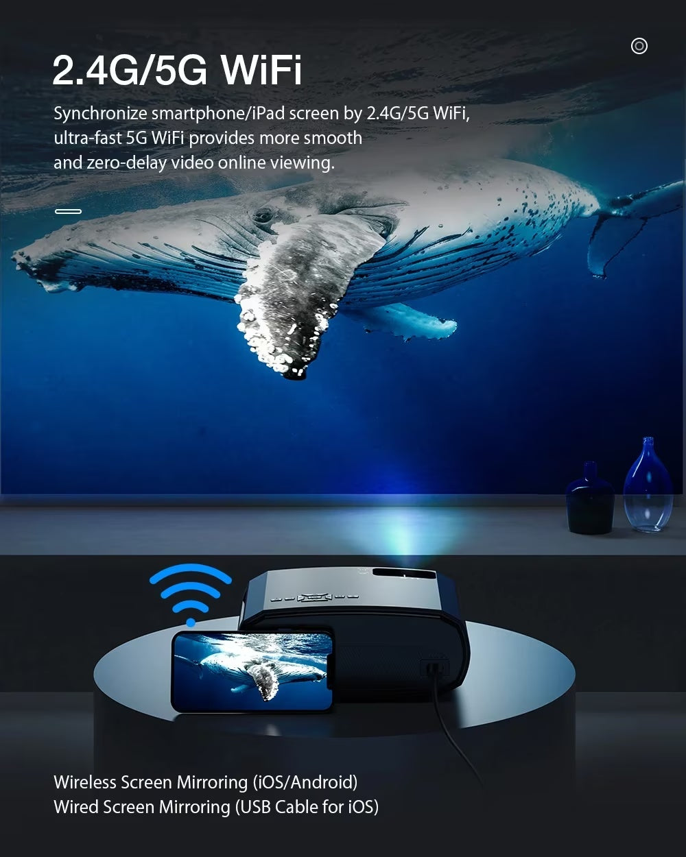 1080P WiFi Portable Home Theater Projector