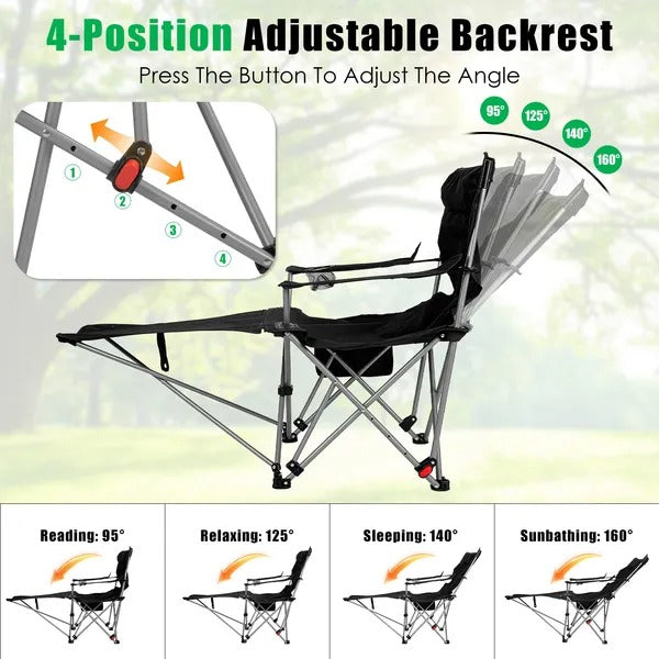 Reclining Camping Chair with Footrest