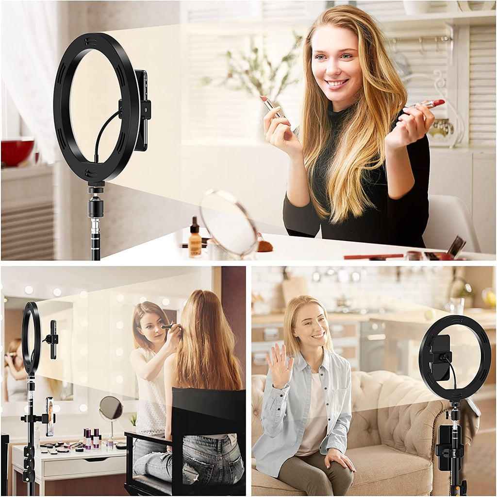 10.2 Inch Dimmable Selfie Ring Light with Tripod and Phone Holders