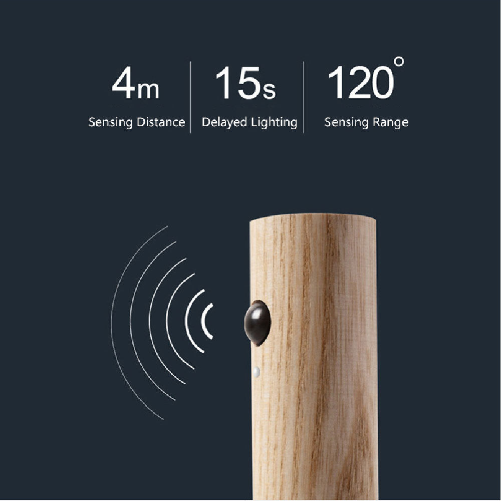 Auto LED USB Magnetic Wood Wireless Night Light PIR Motion Sensor
