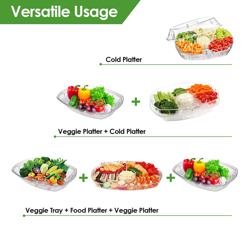 Chilled Serving Tray with Lid and Compartments