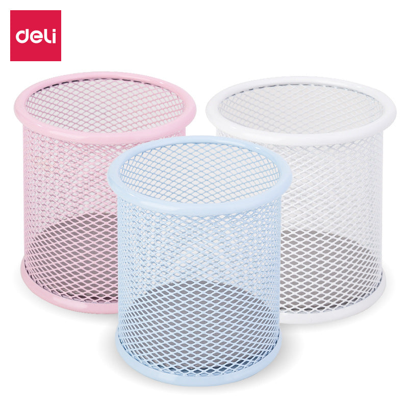 Deli 909 Metal Round Pencil Holder for Desk Storage