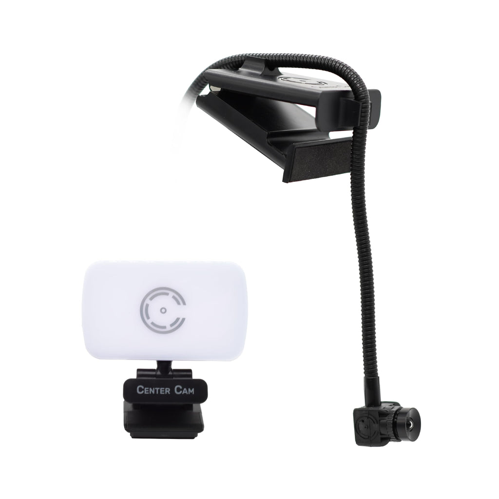 Center Cam Deluxe Package - Middle-Screen HD 1080p Webcam LED Ring Light Carrying Case Conference Lighting Kit for Zoom Meetings and Video Calls