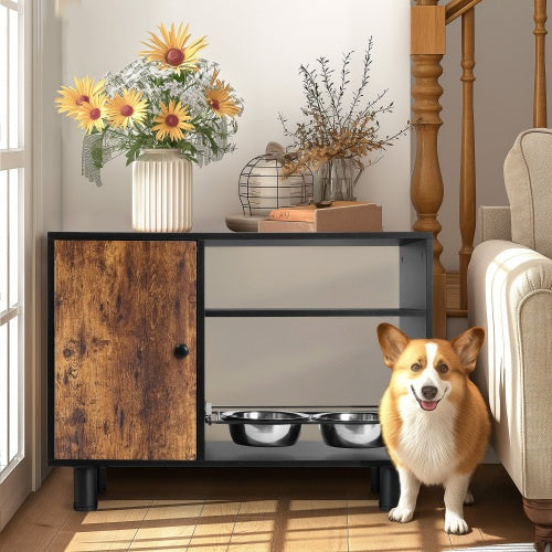 Pet Feeder Station with Pull-Out Bowls