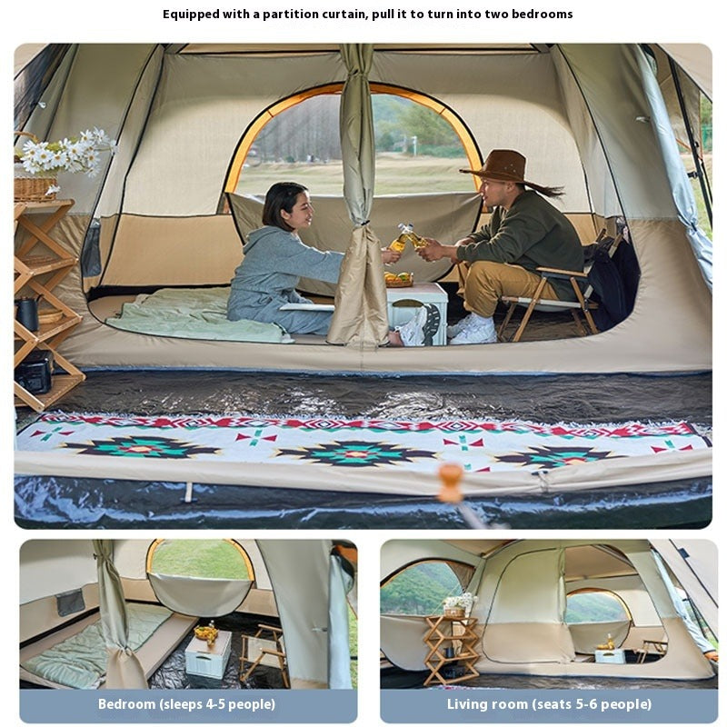 Outdoor Camping Pavilion Tent with 2 Bedrooms