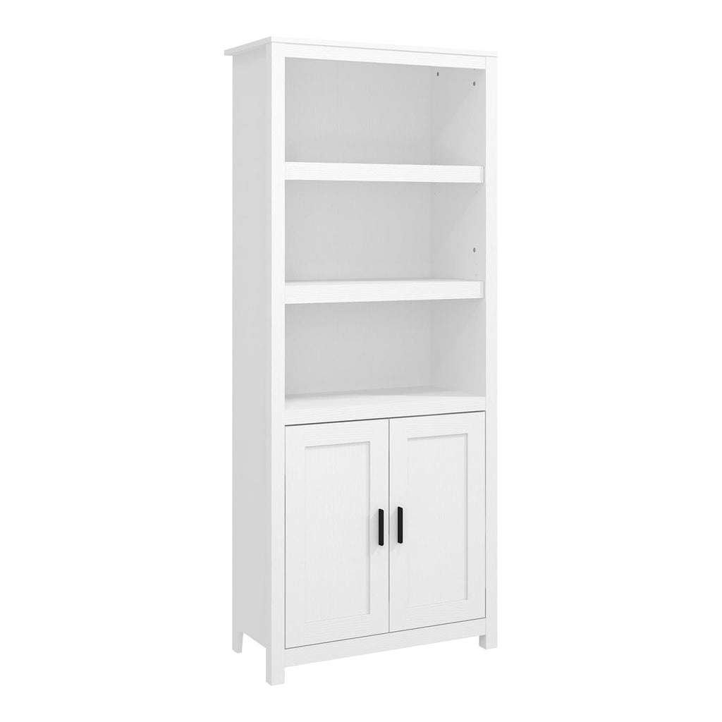 Panana 5-Shelf Bookcase with Doors, White