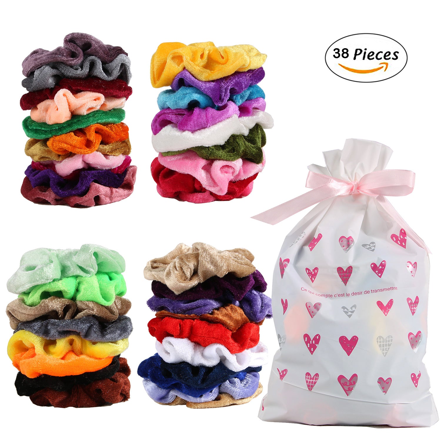 50 Color Velvet Hair Tie Set for Hair Bundling