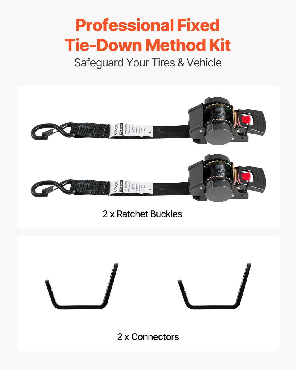 Wheel Chock Tie-Down Kit with S-Hook, 1649 lbs Break Strength