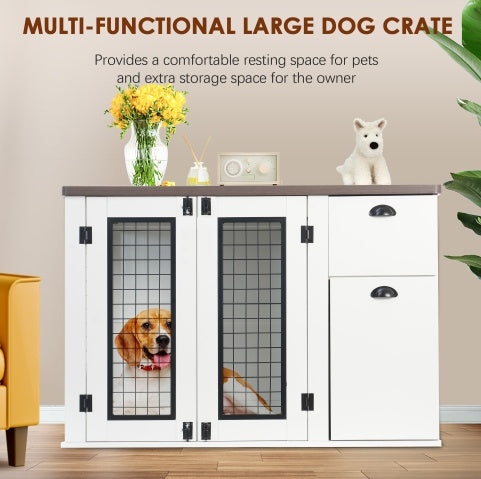Furniture-Style Wooden Dog Crate, Double Door