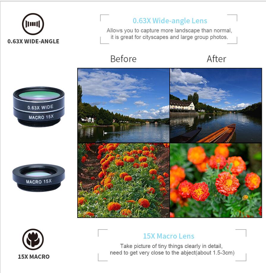 Universal Fisheye Wide Angle Macro Lens for Phones