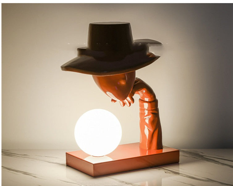Modern Sitting Figure Table Lamp Sculpture