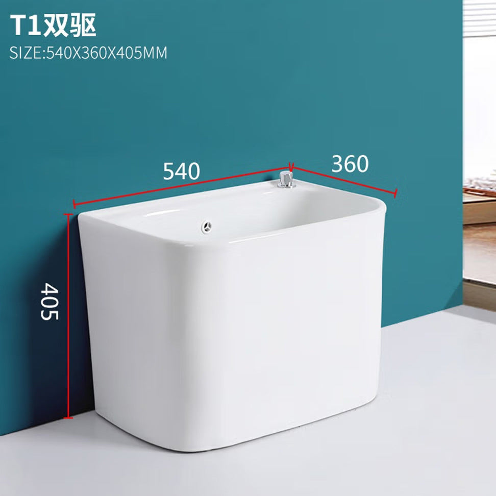 Large Ceramic Mop Sink with Overflow System