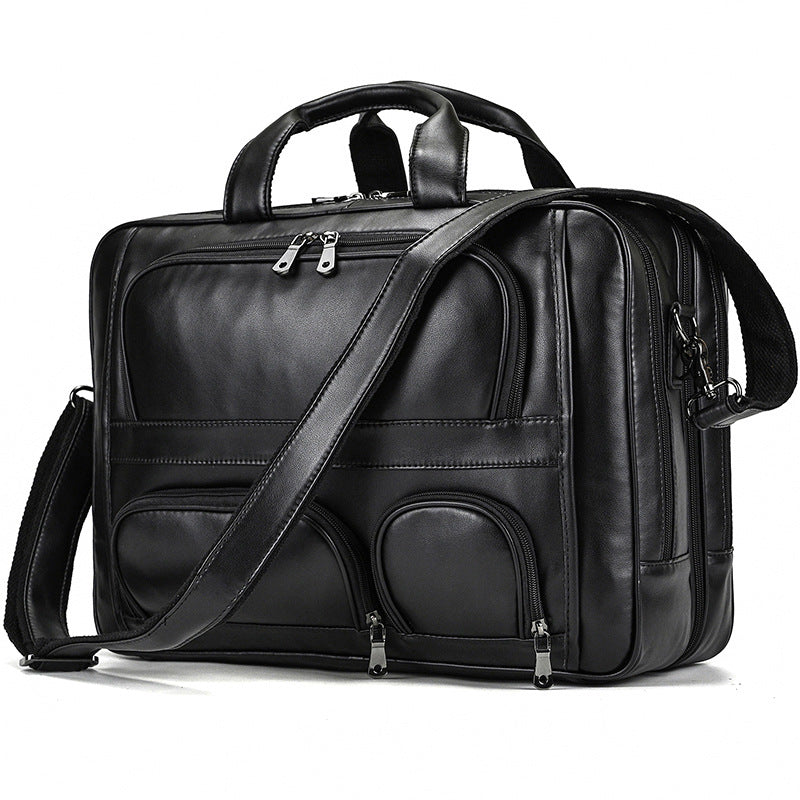 Leather Briefcase with 3 Compartments