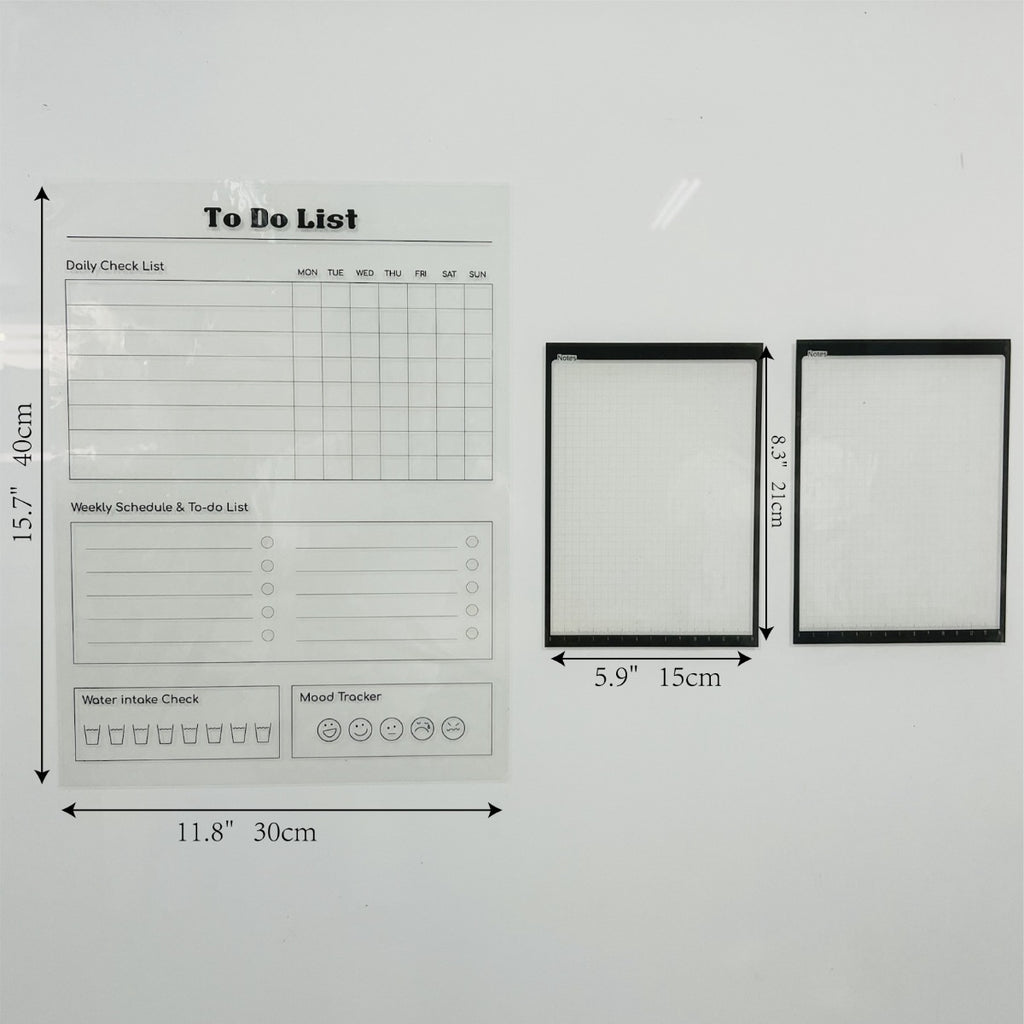Transparent Erasable Planner Set with Magnetic Tape (3 pcs)