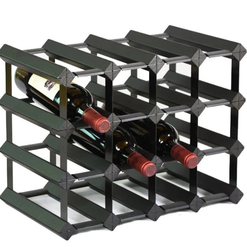 Modular Square Wine Rack, Pine Wood and Metal Frame