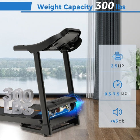 Folding Treadmill with Speakers & Incline, 2.5HP