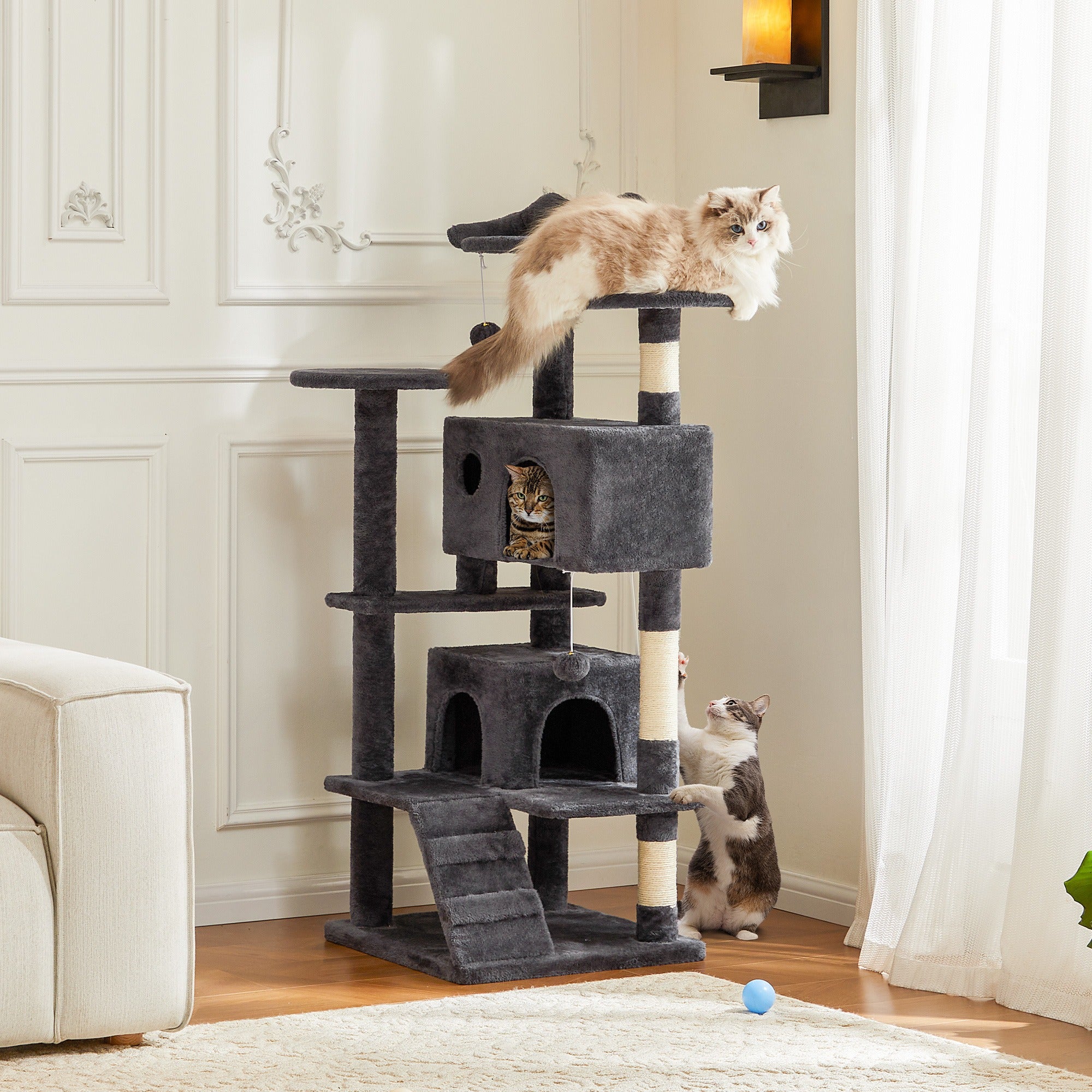 Large Multi-Level Cat Tree Tower with Scratching Post
