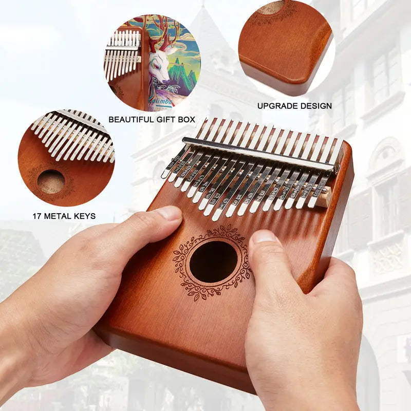 17-Tone Mahogany Kalimba Thumb Piano for Beginners