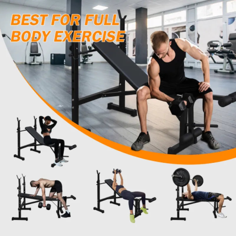 Weightlifting Bench Press Set with Squat Rack