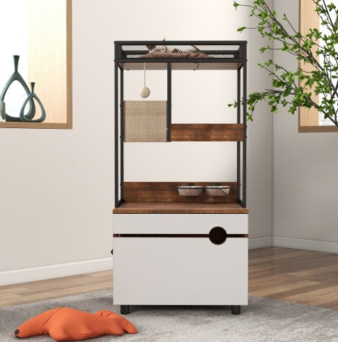 Litter Box Cabinet with Cat Tree Tower