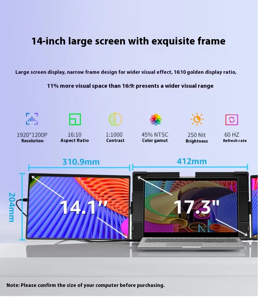 14.1-Inch Portable Dual-Screen Monitor