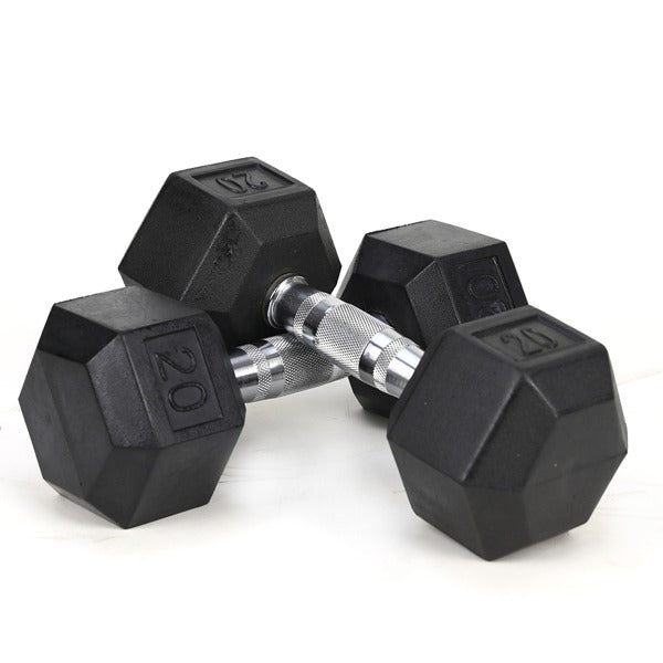 20lb Rubber-Coated Cast Iron Dumbbell Pair