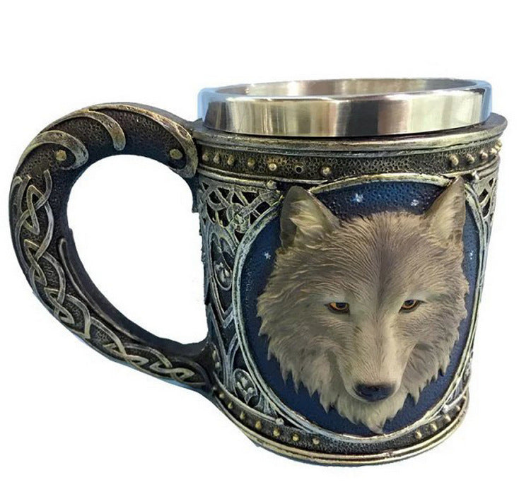 3D Skull Mug Stainless Steel Knight Coffee Cup