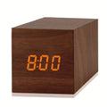 Digital Alarm Clock with Wooden LED Time Display