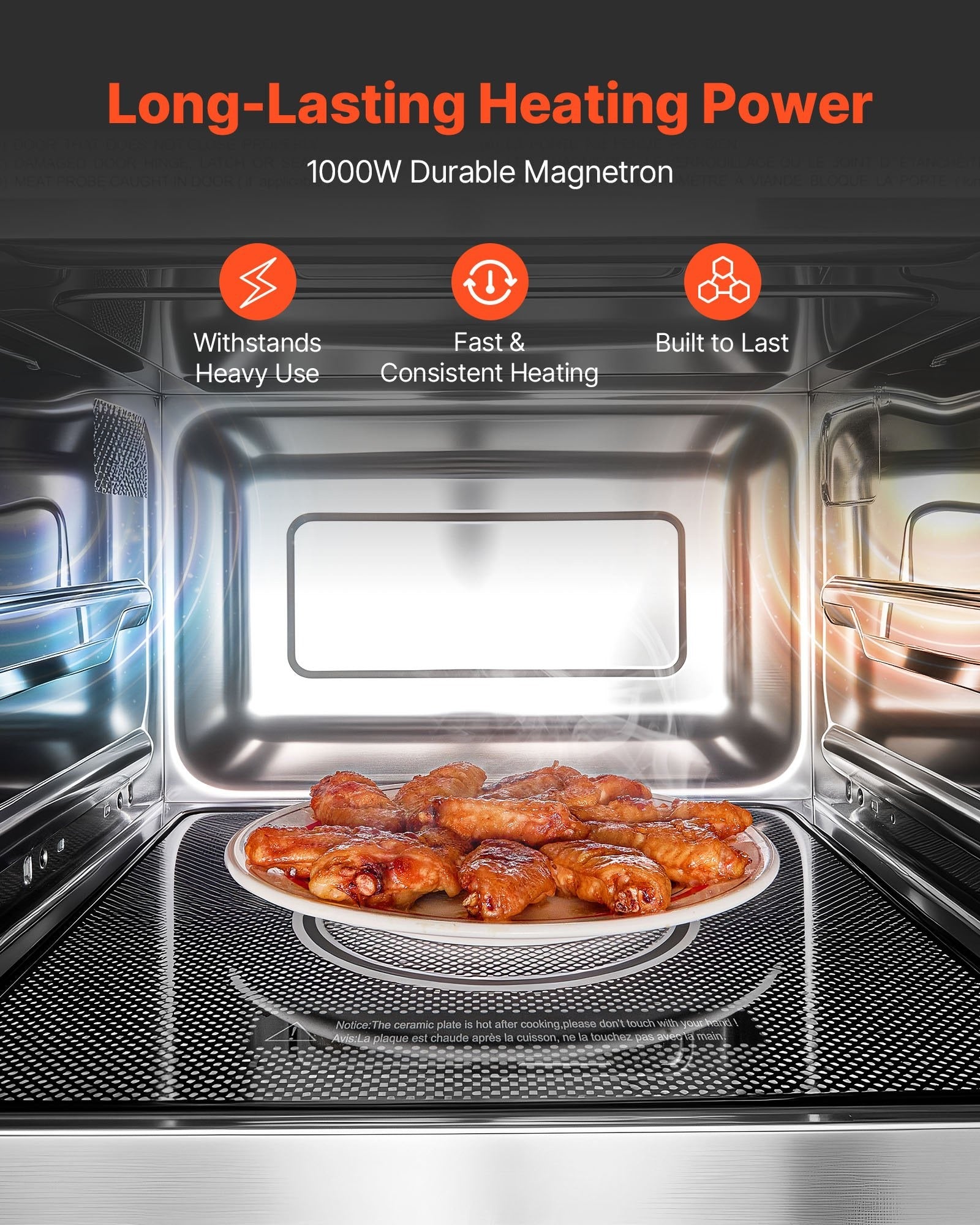 Stainless Steel Countertop Microwave Oven 0.9 Cu Ft 1000W