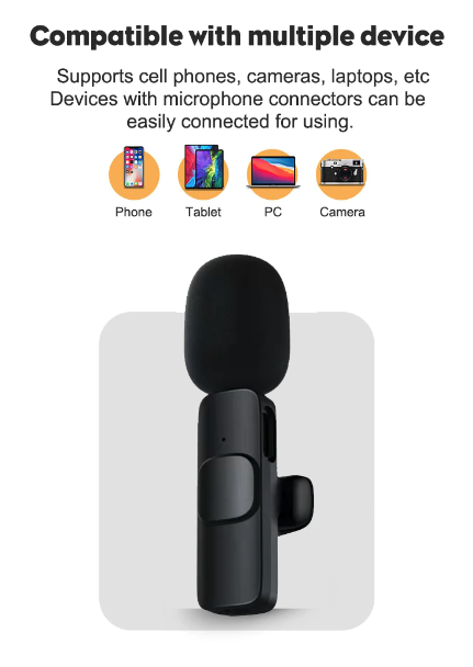 Lavalier Microphone Wireless Audio Video Recording Mini Mic