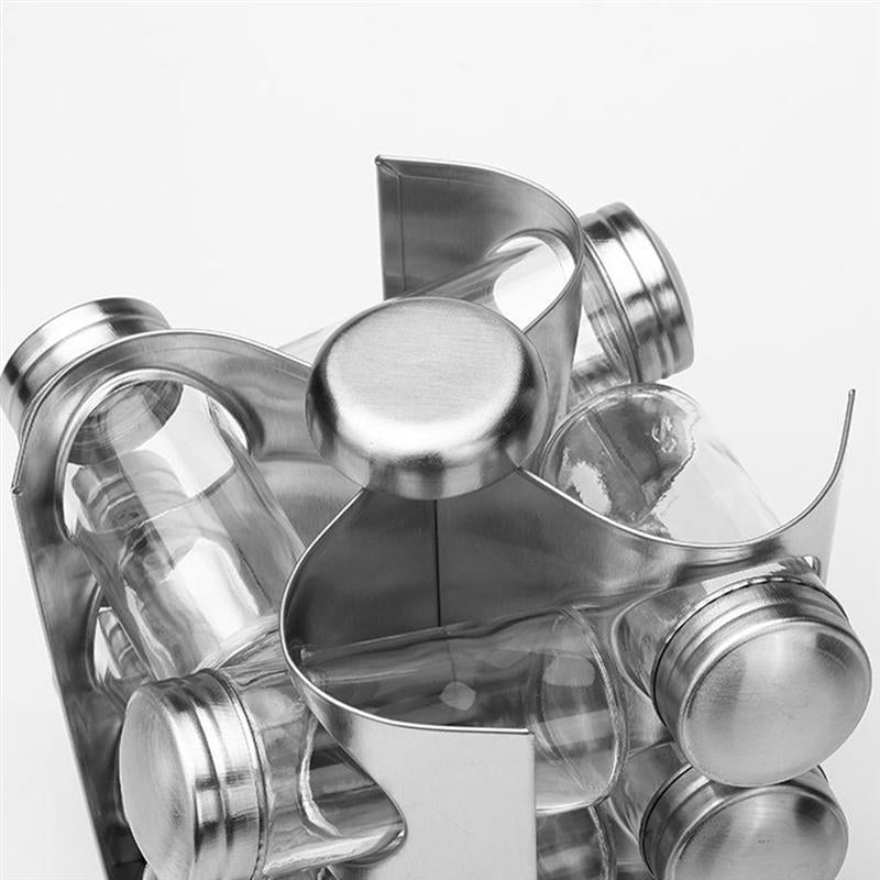 Stainless Steel Rotating Spice Jar Set