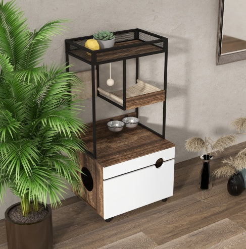 Litter Box Cabinet with Cat Tree Tower