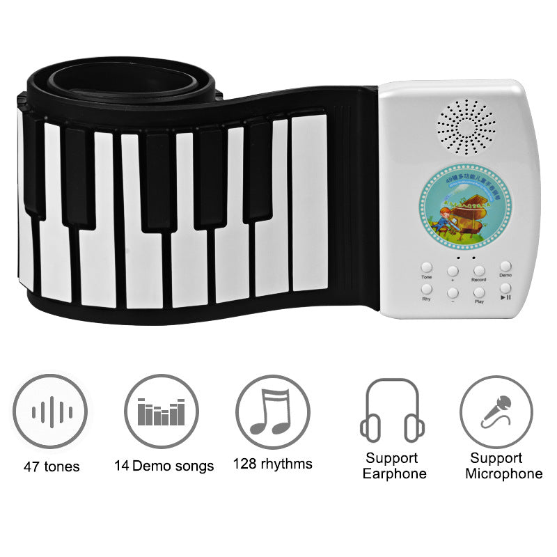 49-Key Foldable Roll-Up Piano for Kids