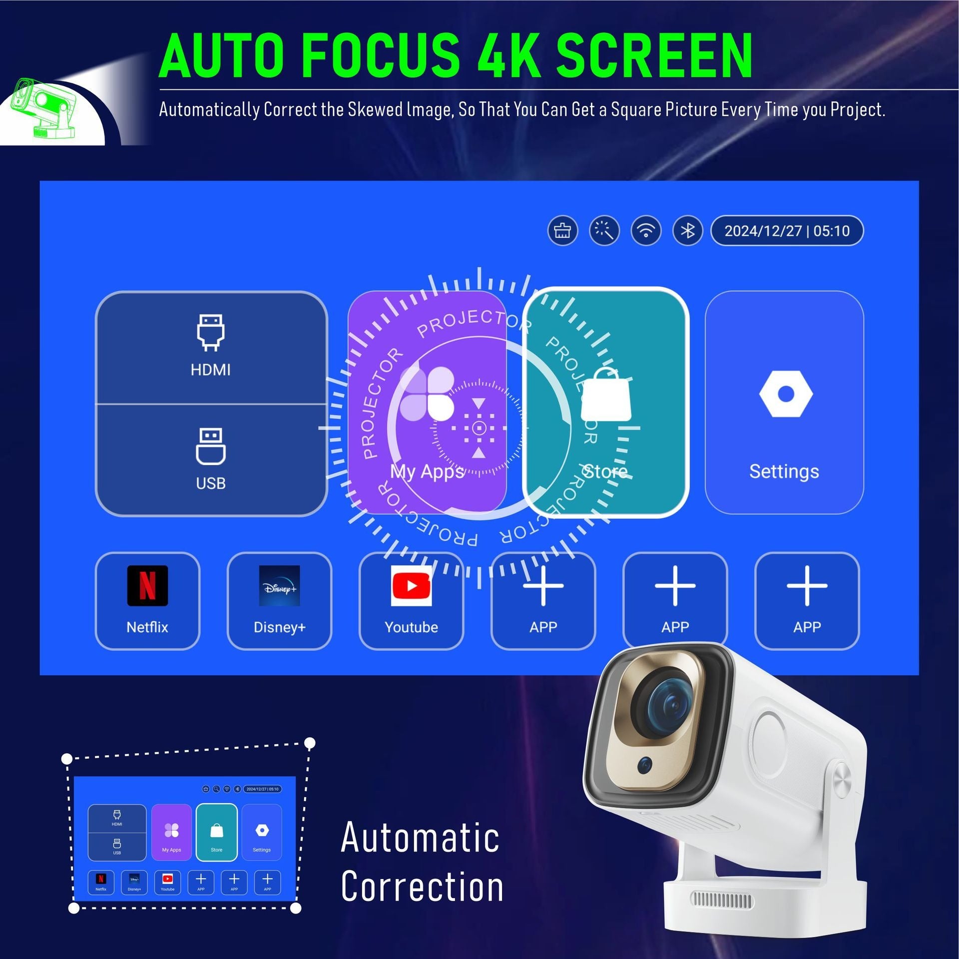 Auto Focus WiFi6 HD Projector