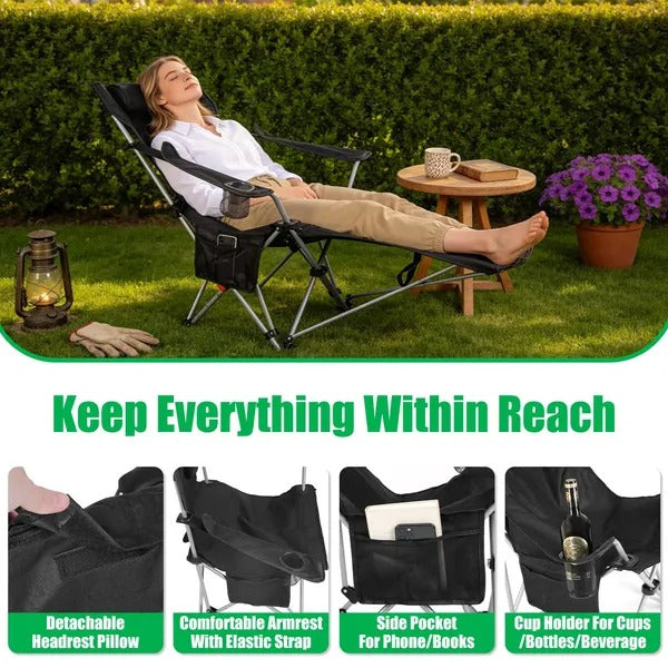 Reclining Camping Chair with Footrest