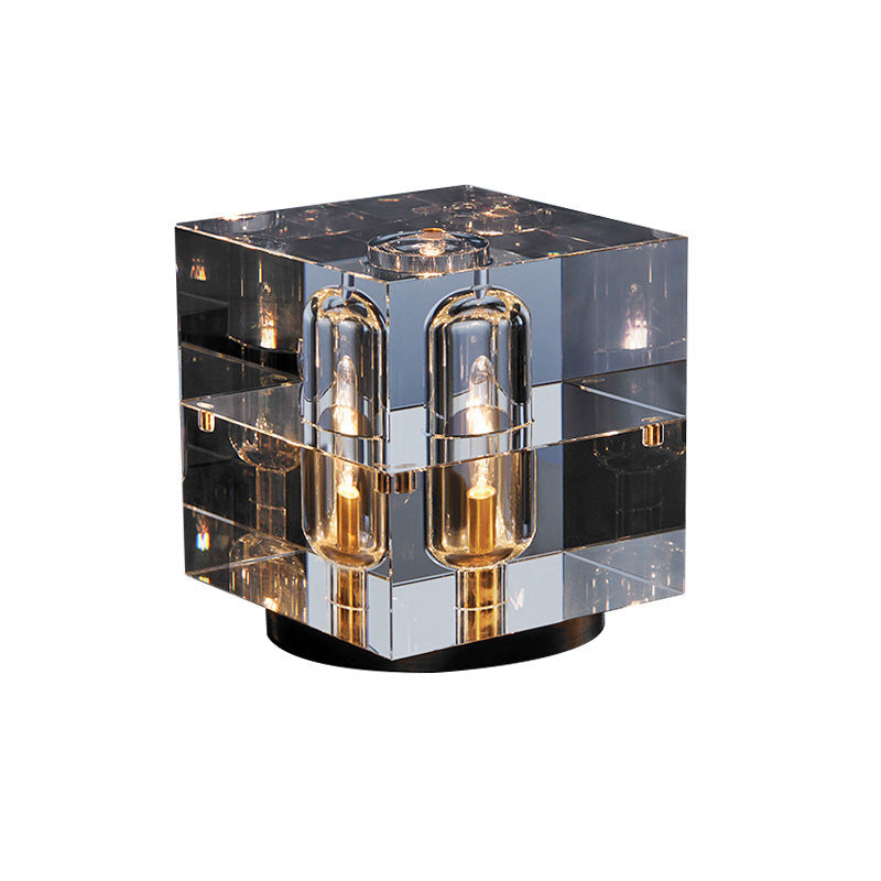 Pure Copper Table Lamp with Crystal Accent