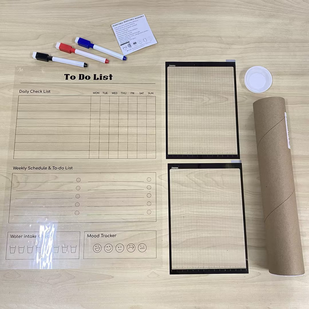 Transparent Erasable Planner Set with Magnetic Tape (3 pcs)