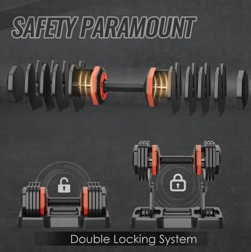Adjustable Dumbbell Set, 10-in-1 Quick Turn