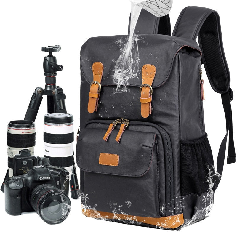Waterproof Canvas DSLR Camera Backpack for Outdoor Use