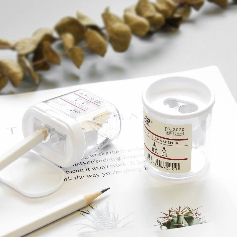 Minimalist Dual-Hole Pencil Sharpener with Lid