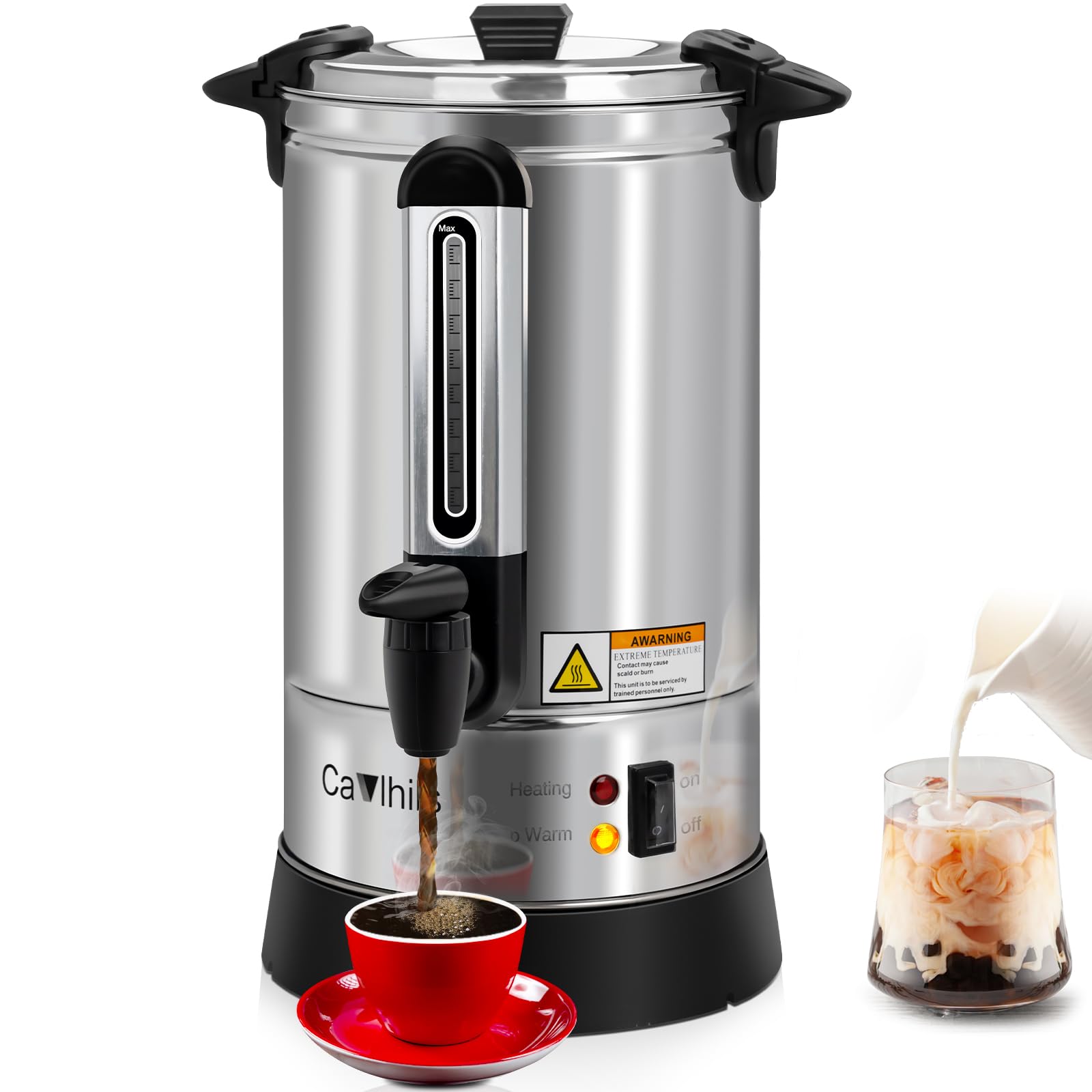 50-Cup Commercial Coffee Urn, 8L Stainless Steel