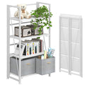 4-Tier Folding Bookshelf, No Assembly Required, White