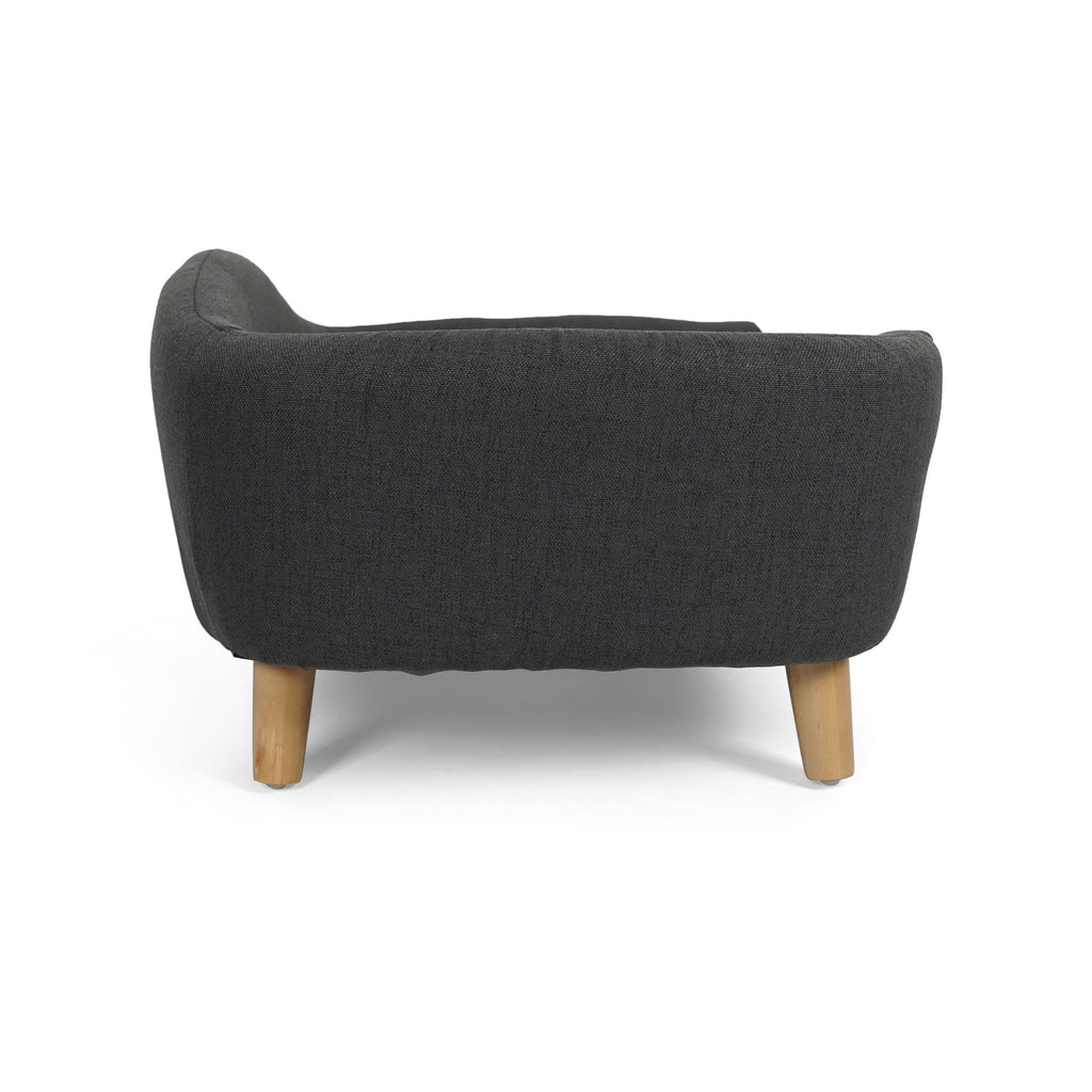 Mid-Century Tufted Dog Bed with Birch Legs